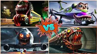 SCHOOL BUS 🆚 LIGHTYEART PLANE BOEING 🆚 HELICOPTER MONSTER 🆚 TRAIN EATER- TILESHOP