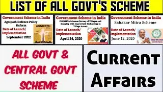 Central Govt Scheme Current affairs/Government scheme/Important Scheme/Scheme 2022/Modi Scheme/
