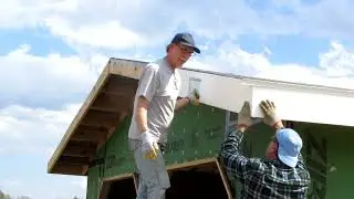 Finishing drip edge and installing fascia boards.