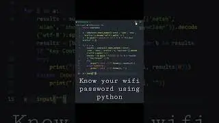 Know Your WIFI passwords using python programming language #python #wifi