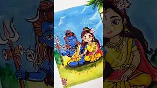 Cute Lord Shiva Painting ❤️ #shorts #drawing#Painting#trending #viralvideo #shivratri #arr #mahadev