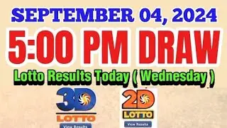 Lotto Results Today 5:00 pm draw September 04, 2024 Wednesday PCSO UPDATE