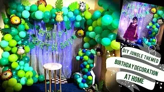 😍DIY Jungle theme birthday decoration at home 😍Third Birthday decoration ideas #3rdBirthday