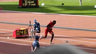 Elexis Gillette 2nd jump Men's T11 triple Jump finals London 2012 Paralympics.MP4