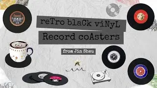 Black Vinyl Record Coaster | Vintage Drink Coasters | Rubber Coasters | Retro Turntable Coasters