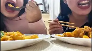 Pasta mukbang guys we forgot to say we are half  korean #asmr #eatingsounds 