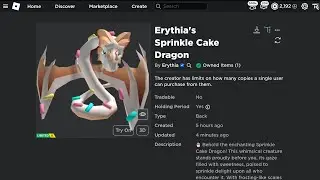 Sniping Erythia's Sprinkle Cake dragon!!!!!!!!! In Game Free Ugc