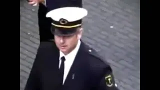 Guy pranks marching band with trumpet