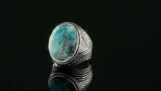 Natural Turquoise Wisdom Ring - Mens Real Solid 925 Silver Handmade Oval Native American Ring
