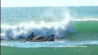 Live view of the fisherman building accident in the sea rage