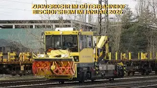 Train traffic at Bischofsheim freight yard in January 2026