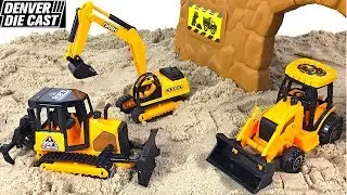 UNBOXING DENVER DIE CAST MIGHTY MACHINES BULLDOZER EXCAVATOR  WHEELED LOADER AND FUN AT THE JOBSITE