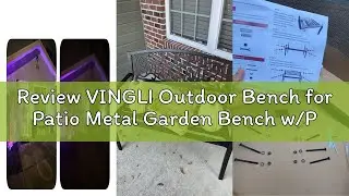 Review VINGLI Outdoor Bench for Patio Metal Garden Bench w/PVC Back Pattern, Black Park Benches Fron