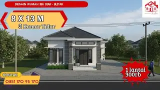 DESAIN RUMAH INDO MODEL MINIMALIS UKURAN 8 X 13M 1 LANTAI (Ibu Dian Blitar)