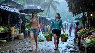Terrifying Thunderstorm | Extreme Rain & Lightning in Rural Indonesia | Soothing Sounds for Sleep