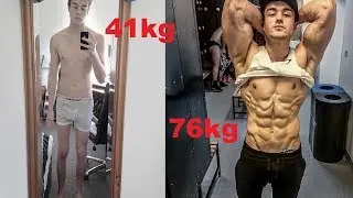 Academia transformação real de 41kg pra 76kg - TREINO (antes e depois)