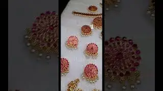 ORIGINAL FULL RED KEMP STONES & ONE GRAM GOLD FINISH COMPLETE JEWELLERY SET @ SAGUNTHALA JEWELLERS