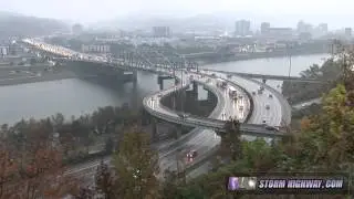 Rush-hour traffic in rain stock footage