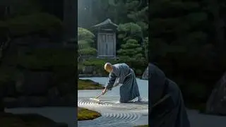 Zen Monk Raking Gravel in a Japanese Garden #meditation #formlesssfflame #love #peace #consciousness