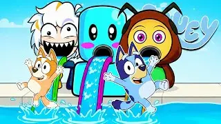 BLUEY SUBE a los TOBOGANES MAS GRANDES del MUNDO de YOUTUBERS | Las Aventuras de BLUEY en ROBLOX!