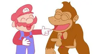 Chris Pratt as Mario and Seth Rogan as DK laughing