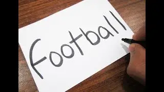 How to turn words FOOTBALL into a Cartoon ! Learn drawing art on paper for kids