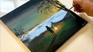 Man & Campfire Painting | Easy Acrylic Tutorial