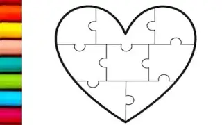 Heart Puzzle Drawing | How to Draw Heart Puzzle pieces || Puzzle Drawing Step by Step