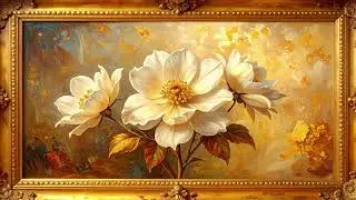 4K Floral Wall Art | Elegant Gold Frame Screensaver for Samsung & LG TVs