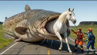 Heroic Girls Rescue Team Saves White Horse from Deadly Giant Catfish 🐴🐟