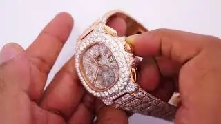 Patek Phillipe Rose Gold Chrono Watch 30 Carats Flower Style Setting 2000 Diamonds
