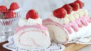 Швейцарский рулет с клубникой и сливочным сыром ｜HidaMari Cooking