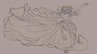 Speed drawing of Anthro Wolf Character Design | Flowing Dress Fantasy Art|Greece