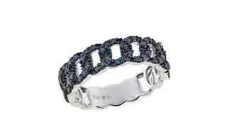 .50ctw Colored Diamond CurbLink Sterling Silver Band Ring