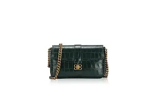 Balenciaga Shiny Supple Calfskin Croco Effect Lady XS Flap Bag Forest Green