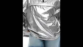ASOS DESIGN Curve Metallic Pac A Mac Rainwear Jacket Women Shiny  Metallic Silver