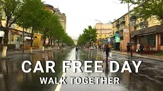Rainy Car Free Day in Ulaanbaatar | Walk Together | Travel in Mongolia | ASMR