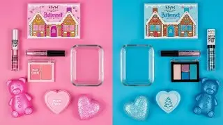 Satisfying Video: Pink vs Blue - Mixing Makeup Eyeshadow Into Slime ASMR*