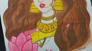 Maa Saraswati Drawing Tutorial✍🏻🎨 || Step-by-Step💥 || Easy & Detailed Tutorial✨✍🏻