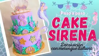 Decorando cake de Sirena paso a paso. Merengue Italiano.