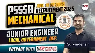 PSSSB Junior Engineer Recruitment Notification out | Adv 10 of 2025 | Mechanical Local Govt Dep.