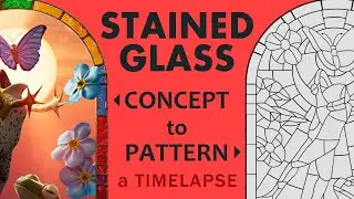 Stained Glass - Concept to Pattern - Part 1 of 2 #stainedglasspanels #timelapseart #procreate #3d