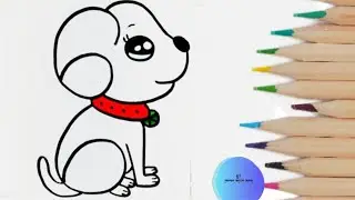 How to draw a dog with number 6? Easy drawing of a dog with number 6. Step by step drawing of a dog