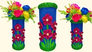 Glitter Paper Flower Vase How To Make Flower Vase With Glitter Foam Sheet Foam Sheet Craft Ideas