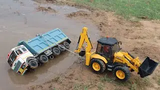 Jcb Loading Mun in Tata tipper | Truck Accident Deep Mud Pulling Out JCB? Gadi cartoon