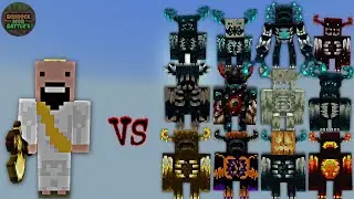 God Notch (updated) vs Warden Plus | Minecraft Bedrock | Mob Battle