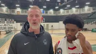 East Central coach Michael Parish and MVP Rickey Bruner III analyze Port City Classic final win
