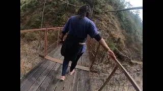 David Scott Trail - broken wooden bridge,  Mawphlang, Meghalaya
