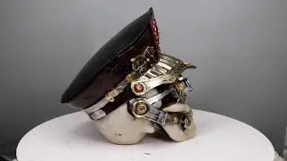 Ebros Steampunk Cyborg Police Inspector Officer Skull With Hat Geared Goggles Figurine