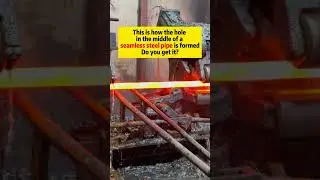 This is how the hole in the middle of a seamless steel pipe is formed.  Do you get it? #machine